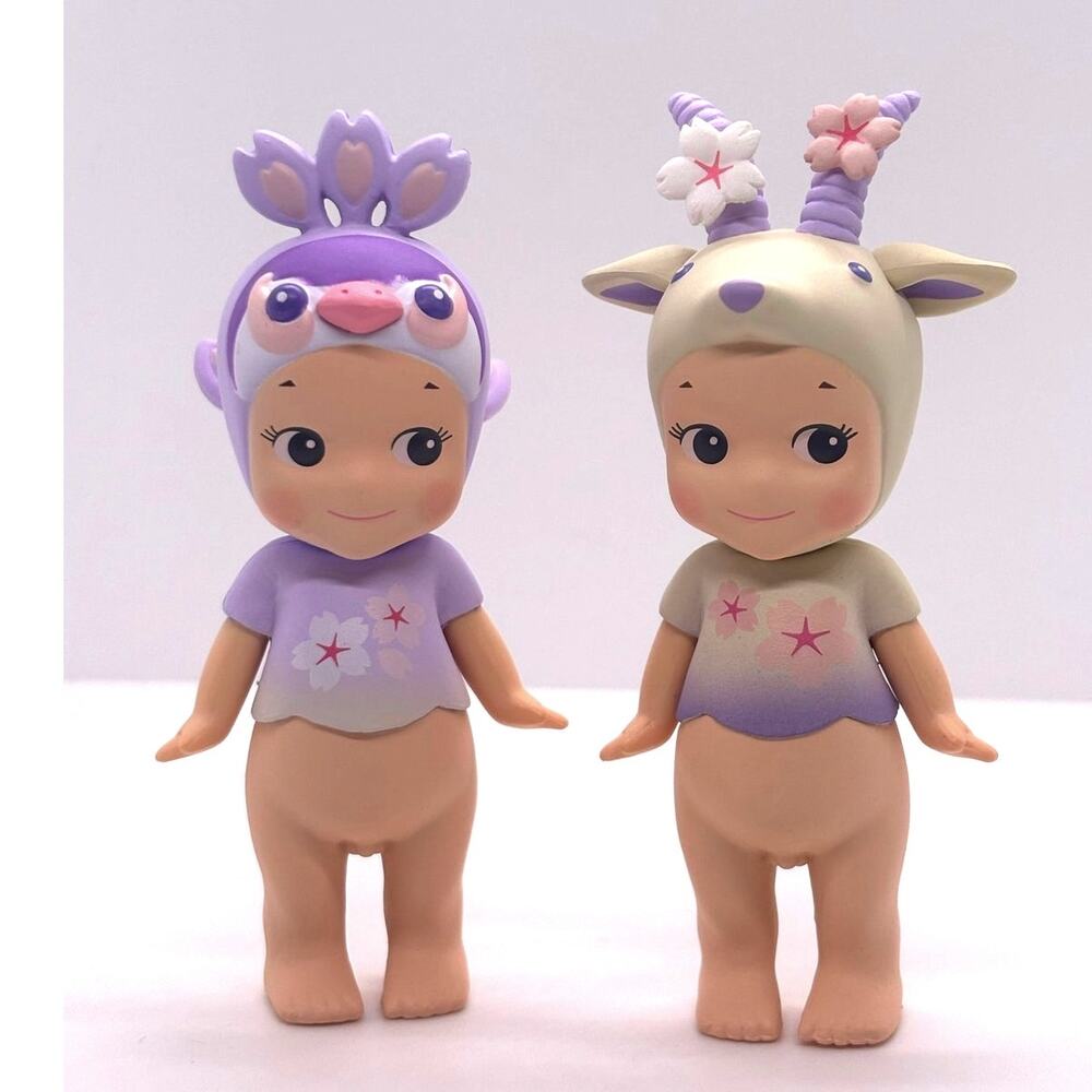 2 New Kewpie/Angel Mini Figure, Purple Cherry Goat & Peacock, Open Blind Boxes